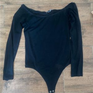 Express black off shoulder bodysuit.